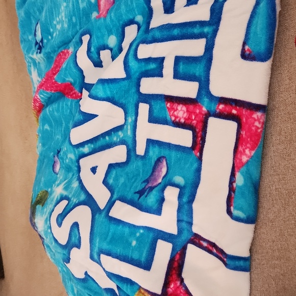 Justice Save All The Mermaids Drawstring Backpack & Beach Towel - Picture 3 of 3